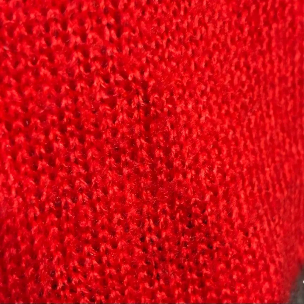 J. Jill Women's Red Gray Silver Sparkles Wide Striped Knit Head Neck Scarf Grey